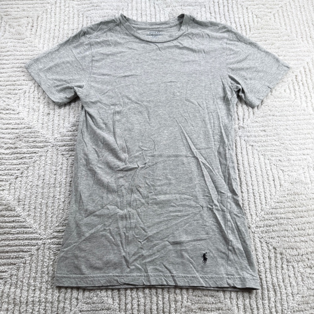 Polo Ralph Lauren T-Shirt Mens Small S Gray Slim Fit Cotton Crew Neck Pony Logo